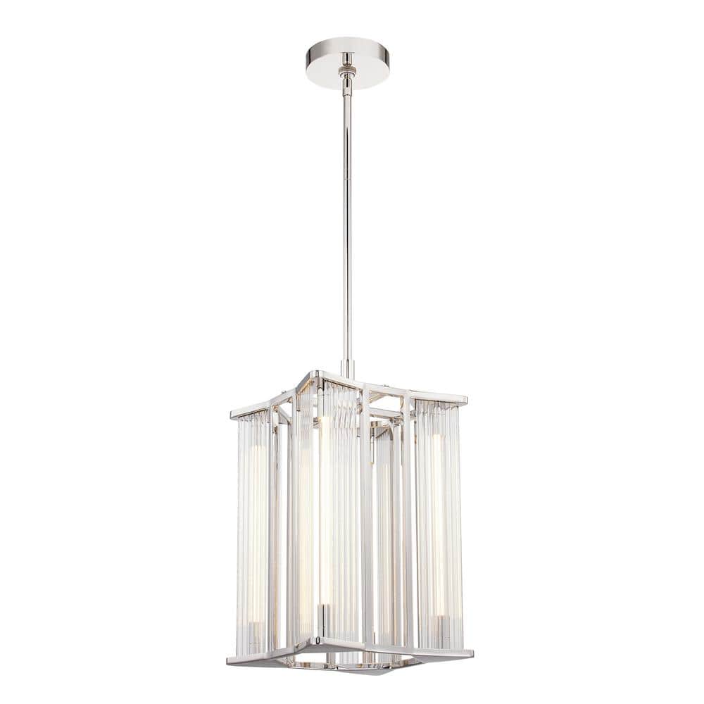 Sabre 11 in. 1 Light 26-Watt Polished Nickel/Ribbed Glass Integrated LED Pe