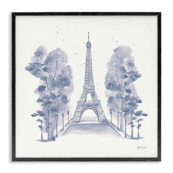 Stupell Industries Eiffel Tower Watercolor by Yvette St. Amant Black Framed Architecture Giclee Art Print 17 in. x 17 in.