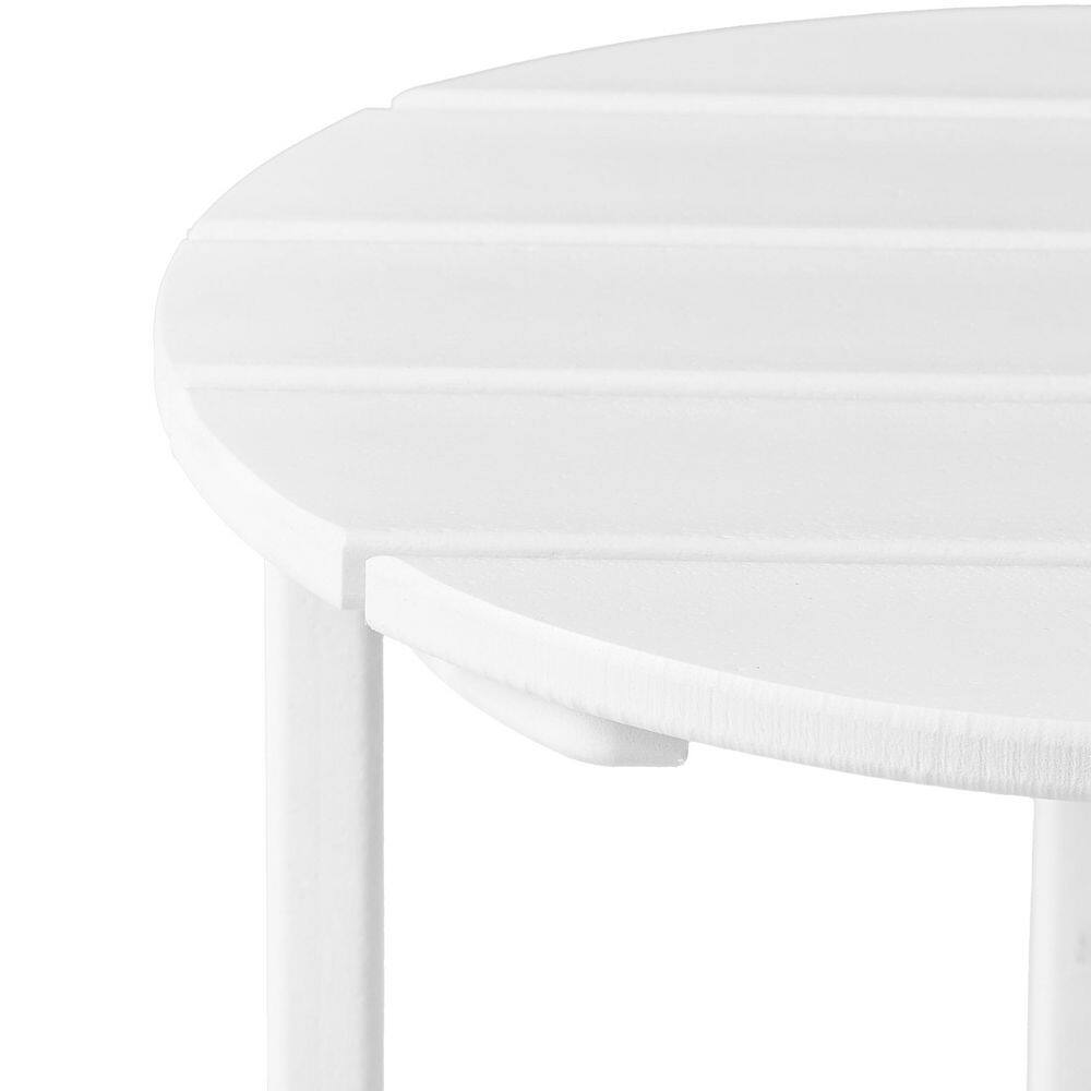 White 18" Round Polywood Outdoor Side Table