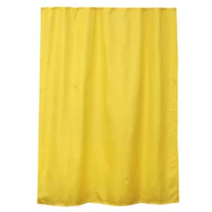 Extra Long 79 in. Yellow Shower Curtain Polyester 12 Rings