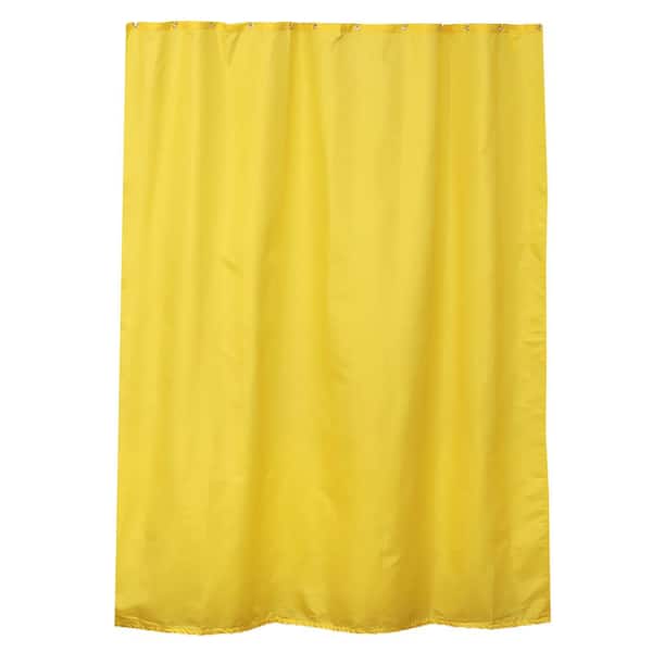 Unbranded Extra Long 79 in. Yellow Shower Curtain Polyester 12 Rings