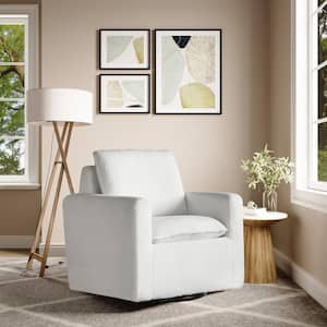 Lincoln White Polyester Accent Chair with Swivel Base