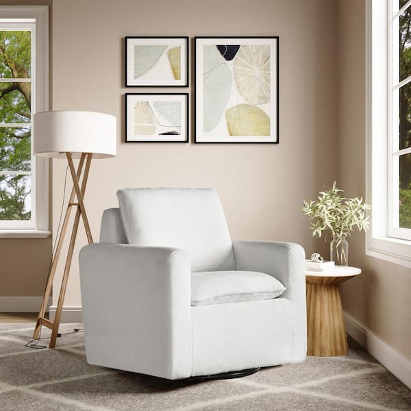 Lifestyle Solutions Lincoln White Polyester Accent Chair with Swivel Base