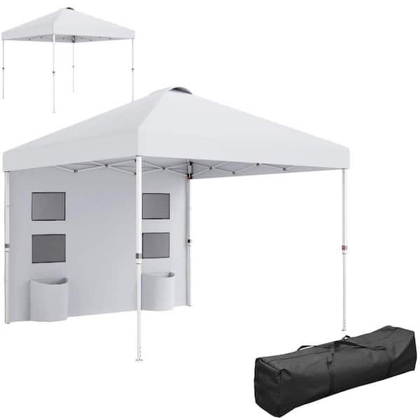 10 ft. x 10 ft. White Pop-Up Party Tent and Instant Sun Shelter with Sidewall, Height Adjustable and Storage Pockets