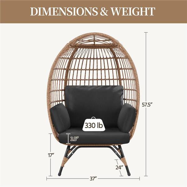 Yaheetech PE Rattan Egg-Shaped Chair Outdoor Wicker Egg Basket