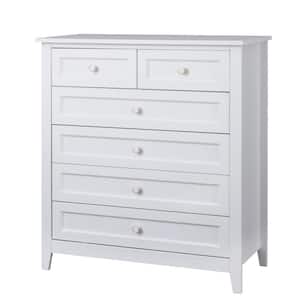 37.80 in. W x 17.72 in. D x 42.56 in. H White Wood Linen Cabinet Spray-Painted Drawer Dresser Lockers Retro Round Handle