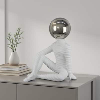 Morden White 18.5 in. x 21 in. Ceramic Sitting Astronaut
