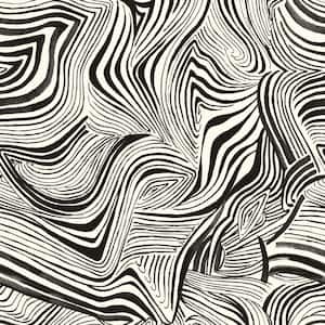 Novogratz Zebra Marble Waverly White Black Peel and Stick Wallpaper (Covers 28 sq. ft.)