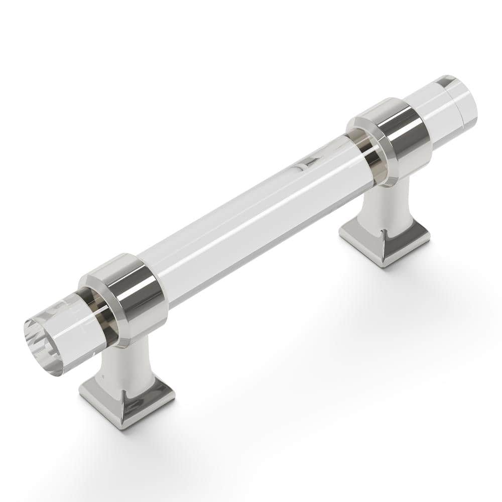 Polished Nickel and Crystal Bar Cabinet Pulls with Mounting Hardware