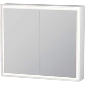 L-Cube 31.5 in. W x 27.5 in. H White Surface Mount Medicine Cabinet with Mirror