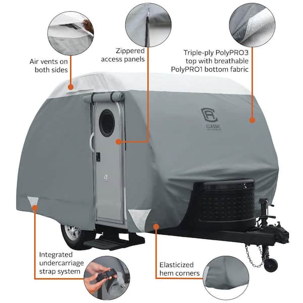 Classic Accessories PolyPro III 123 in. L x 62 in. W x 61 in. H Teardrop Trailer Cover - The Depot