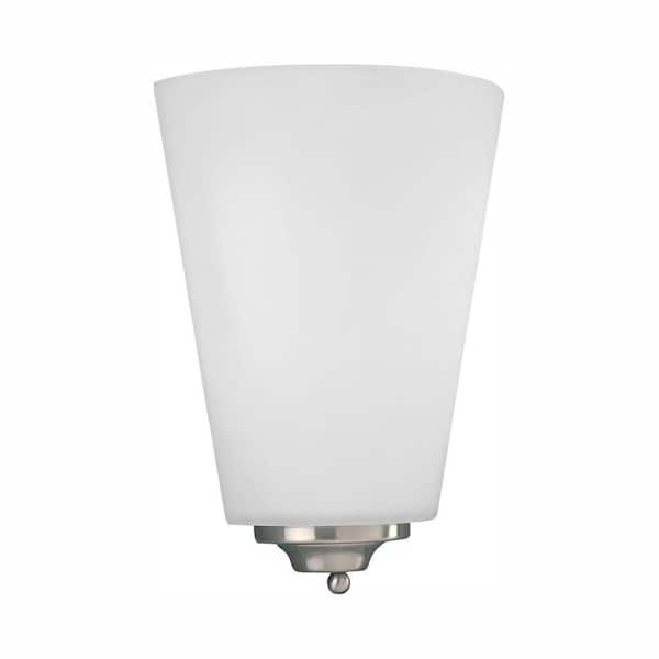 Progress Lighting 1-Light Brushed Nickel Integrated LED Wall Sconce with Etched Opal Glass