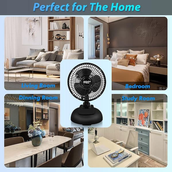 Comfort Zone 6 in. Black Combo Desk and Clip Fan with Adjustable