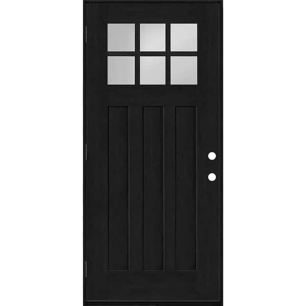 Regency 32 in. x 80 in. 6-Lite Top Lite Clear Glass RHOS Onyx Stain Mahogany Fiberglass Prehung Front Door