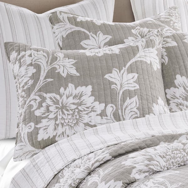 Sanira Taupe Floral Overlay Decorative Pillow - Levtex Home
