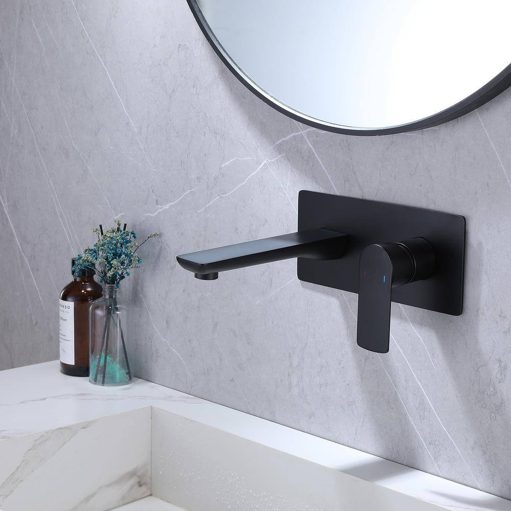 Matte Black Single-Handle Wall-Mount Bathroom Faucet