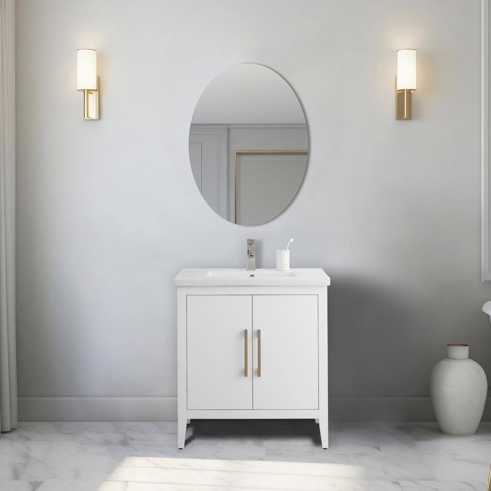 White 30" Single Bathroom Vanity Set with Brushed Nickel Hardware
