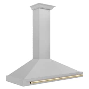 Autograph Edition 48 in. 400 CFM Ducted Wall Mount Range Hood in Fingerprint Resistant Stainless & Polished Gold