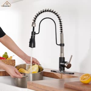 Single-Handle Pull Down Sprayer Kitchen Faucet with Advanced 3 Function Spray in Brushed Nickel