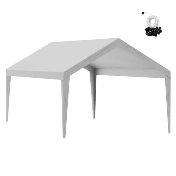 12 ft. W x 20 ft. D x 10 ft. H Carport Replacement Canopy Cover with Ball Bungees in Gray (Only Top Cover)