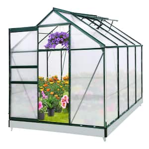 6 ft. W x 8 ft. D x 7 ft. H Outdoor Walk-In Polycarbonate Hobby Greenhouse, Green