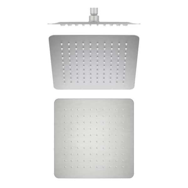 KIBI 1-Spray Patterns with 1.75 GPM 10 in. Wall Mount Rain Fixed Shower Head with Corrosion Resistant in Brushed Nickel