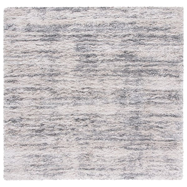 Iceland Shag 7 ft. x 7 ft. Square Ivory/Gray Heathered Abstract Area Rug