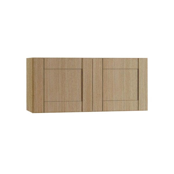 Home Decorators Collection Washington 24 in. W x 12 in. D x 12 in. H Assembled Plywood Wall Bridge Kitchen Cabinet in Vanguard Oak with Soft Close