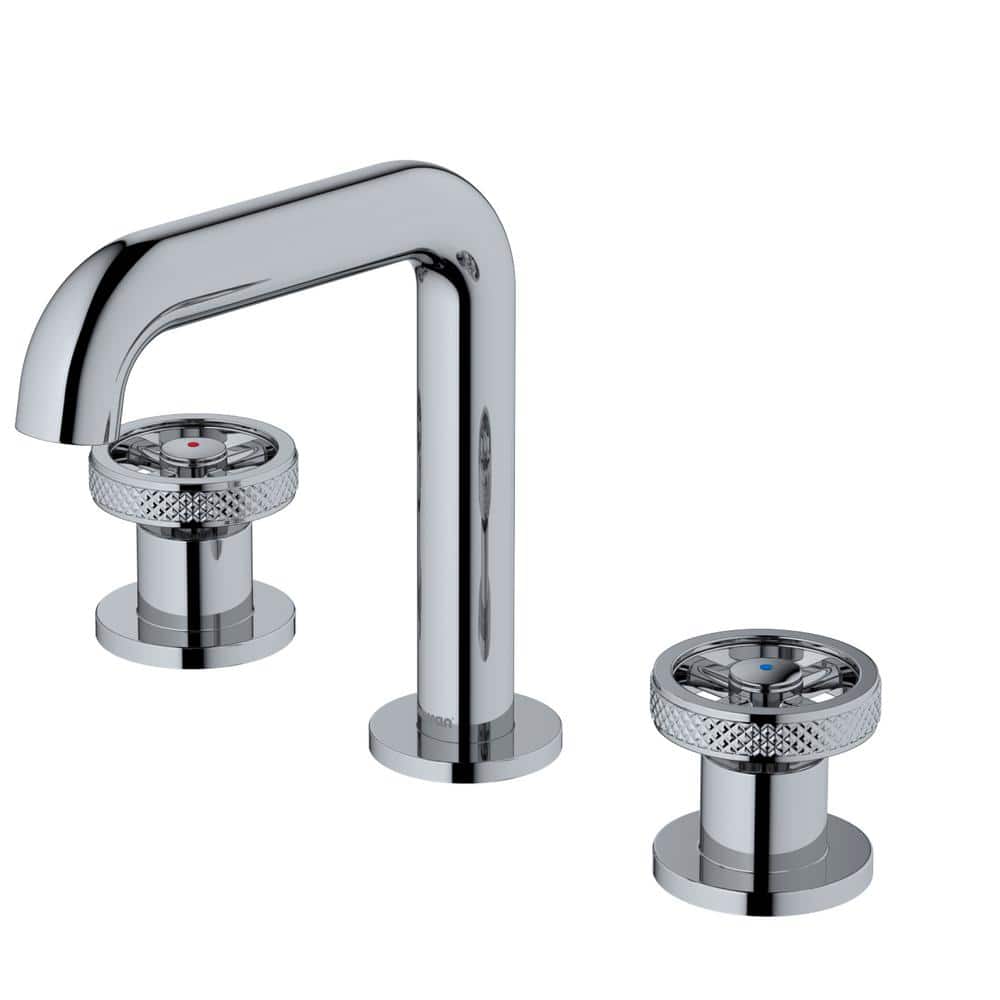 Chrome 8-Inch Widespread 2-Handle Bathroom Faucet with Drain