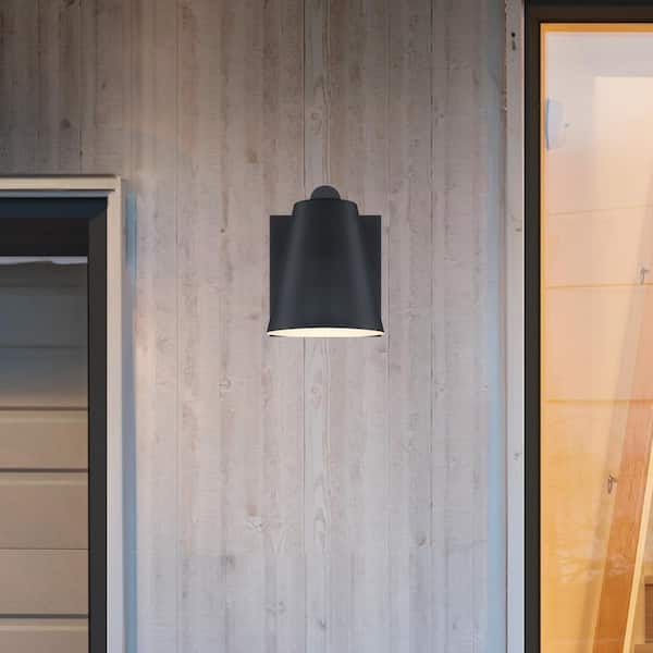 Cedar Mist Black Dark Sky 1-Light Outdoor Line Voltage Hardwired Porch Light Wall Sconce with No Bulbs Included