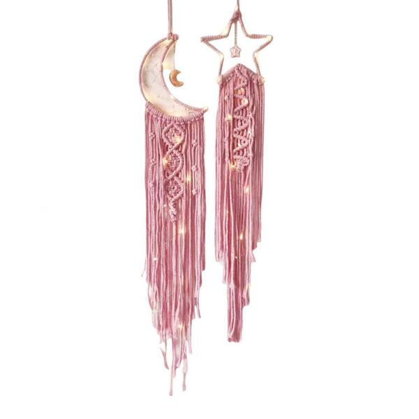 Star & Moon Dream Catcher With Lights – 2 Pack Boho Wall Hanging For Bedroom, Teen Room & Gifts - View #9