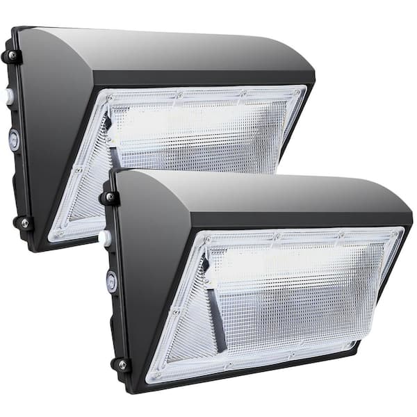 Dusk to Dawn 800-Watt Equivalent Integrated LED Wall Pack Light,5000K Black Outdoor LED Security Light ETL Listed 2-Pack