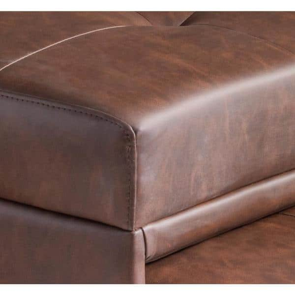 Powell Brooks 31 in. W Chestnut Brown Faux-Leather Twin Sofa Bed