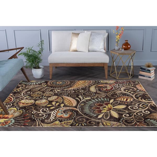 Capri Abstract Brown 7 ft. x 10 ft. Indoor Area Rug