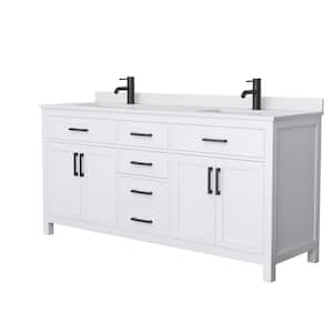 Beckett 72 in. W x 22 in. D x 35 in. H Double Sink Bath Vanity in White with White Cultured Marble Top