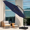 JEAREY 11 ft. L Outdoor Aluminum Curvy Cantilever Offset Hanging Patio Umbrella with Sandbag Base and Cover in Navy TJWT11-Navy