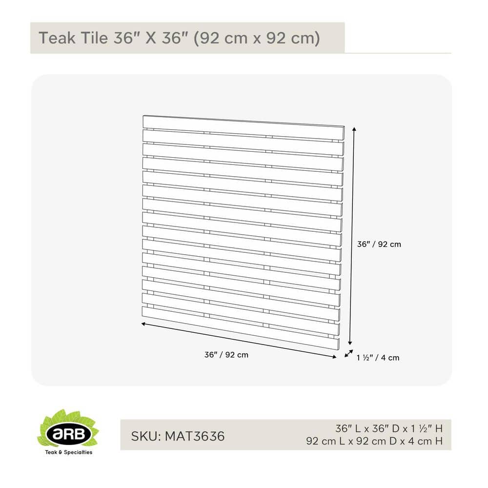 ARB 36" x 36" Natural Teak Shower Mat