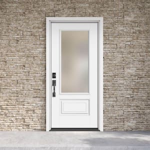Performance Door System 36 in. x 80 in. 3/4-Lite Right-Hand Inswing Pearl White Smooth Fiberglass Prehung Front Door