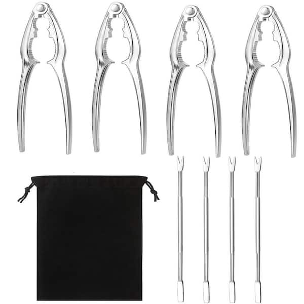 8 Pieces Zinc Alloy Stainless Steel Seafood Tool Set Crab Leg Crackers Crab Forks Storage Bag Easy Clean Rustproof