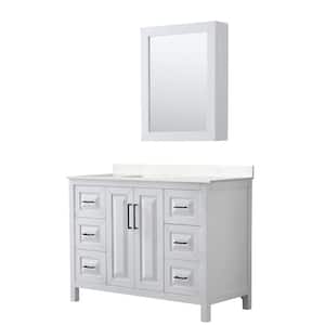 Daria 48 in. W x 22 in. D x 35.75 in. H Single Bath Vanity in White with Carrara Cultured Marble Top and Mirror