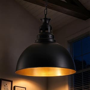 1-Light Black Industrial Pendant Light for Bedroom Dining Room Kitchen Island, No Bulbs Included