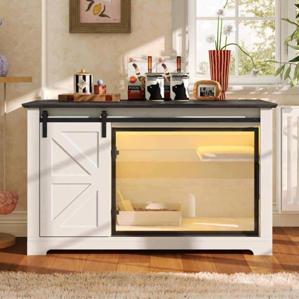 Nestfair White 28.54 in. H Storage Cabinet Cat Litter Box