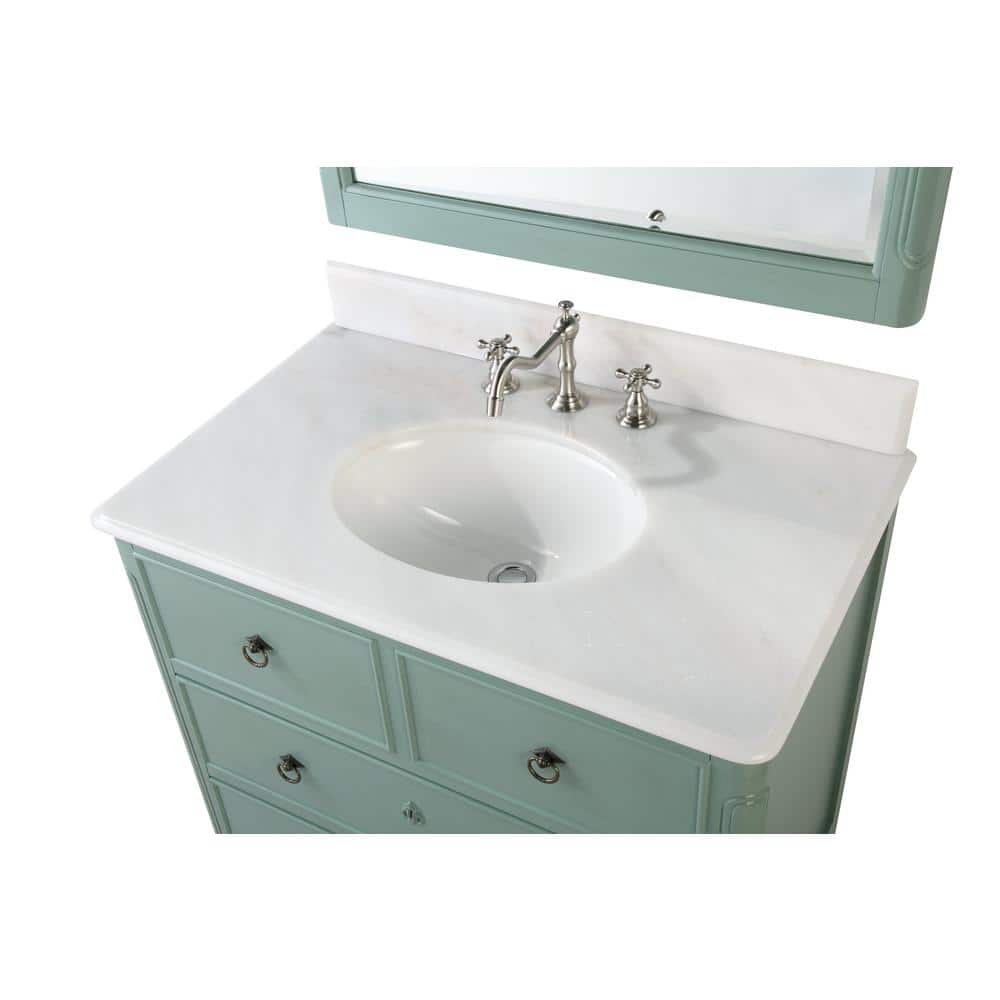 34" Vintage Blue Freestanding Bathroom Sink Vanity
