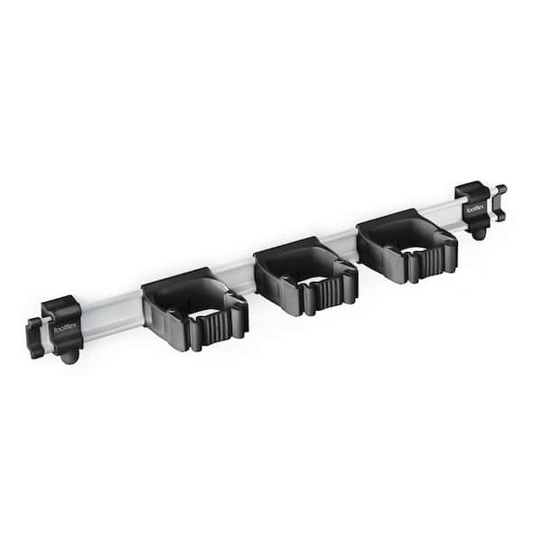 TOOLFLEX 21.5 in. Universal Garage Storage Rail System with 3 Black One-Size-Fits-All Holders