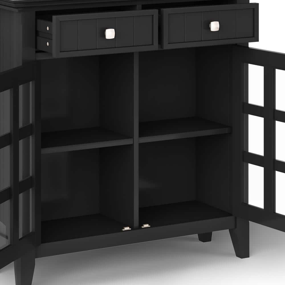 Black Solid Wood Freestanding Office Storage Cabinet with Adjustable Shelving