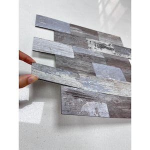 Wood Look Light Grey Tones 13.5 in. x 11.4 in. PVC Peel and Stick Tile for Bathroom, Kitchen, Fireplace (10 sq. ft./box)