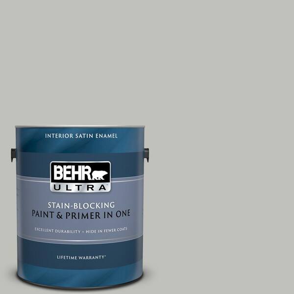 BEHR ULTRA 1 gal. #UL210-8 Silver Sage Satin Enamel Interior Paint and Primer in One
