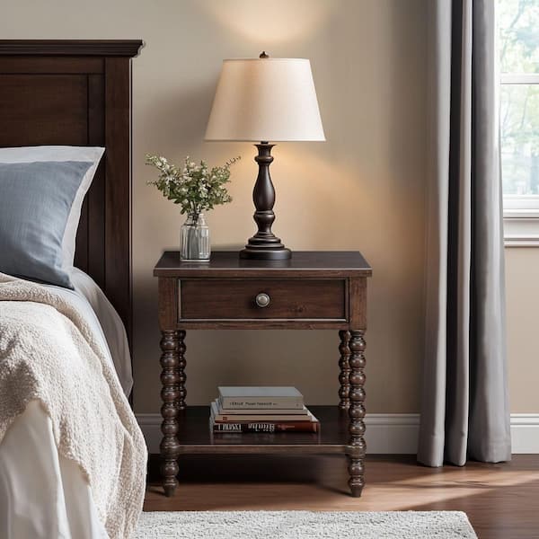 MADISON PARK Signature Beckett Morocco Brown 1 Drawer Nightstand