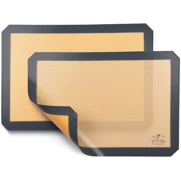 Zulay Kitchen (2 Pack) Silicone Baking Mat Sheet Set - Black