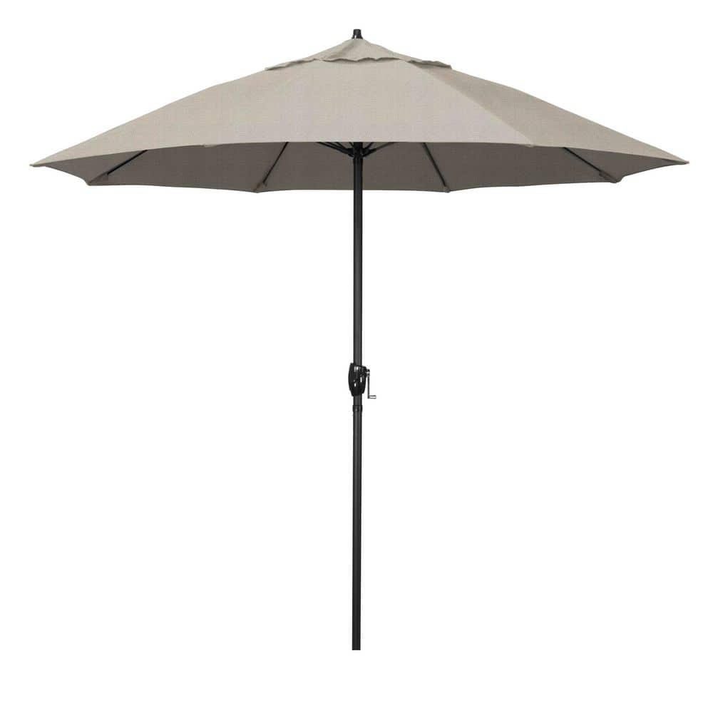 9 ft. Black Aluminum Market Patio Umbrella with Fiberglass Ribs and Auto Tilt in Woven Granite Olefin price history on PriceWatchPro